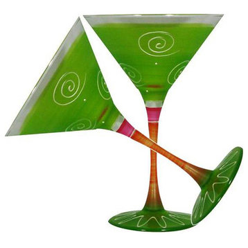 Frosted Curl Light Green Martini Glasses, Set of 2