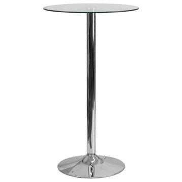 23.75'' Round Glass Table with 41.75''H Chrome Base