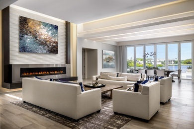 Trendy living room photo in Miami