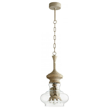 Dresden Pendant, 1-Light, Sawyer'S White Wash, Iron and Glass, 30.25"H