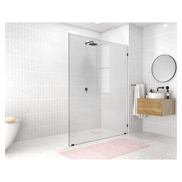 78"x60" Frameless Shower Door Single Fixed Panel, Matte Black