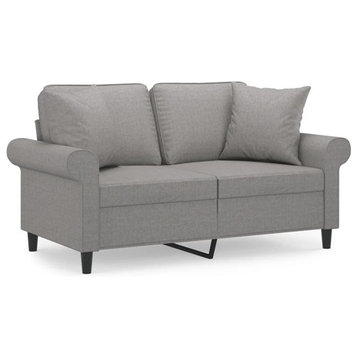 vidaXL Sofa Upholstered Love Seat with Pillows and Cushions Light Gray Fabric