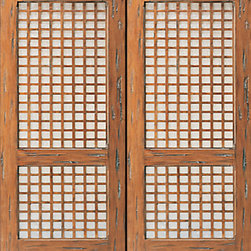 Capis Prehung Double Door with Lattice Style Solid Mahogany - Front Doors