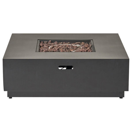 Jasmine Outdoor 50,000 BTU Square Fire Pit, No Tank Holder, Dark Gray