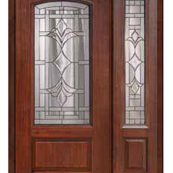 Prehung Sidelite Door 80 Fiberglass Marsala 1 Panel Arch Lite Glass - Front Doors