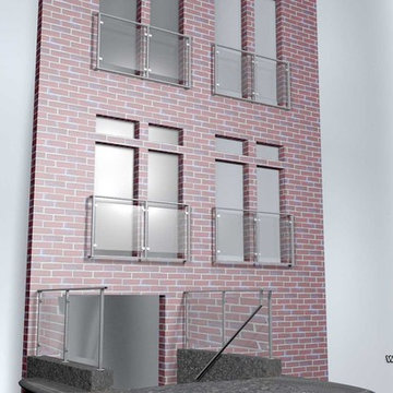 Birkinshaw residence modern stainless steel and glass window guards 3D drawings