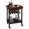 Winsome Wood Bar Cart, Mirror Top, Wine Rack