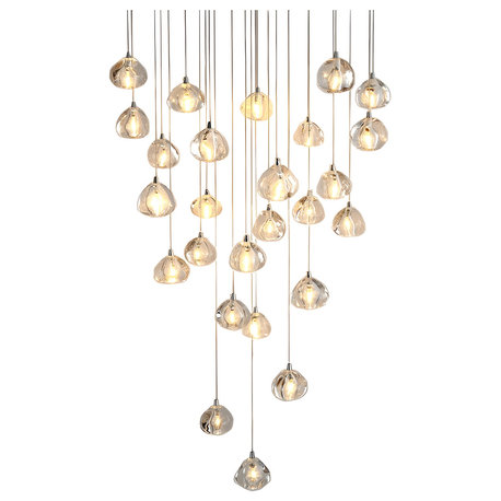 Cernobbio | Staircase Hanging Crystal Lamp, 14 Lights, Cool Light