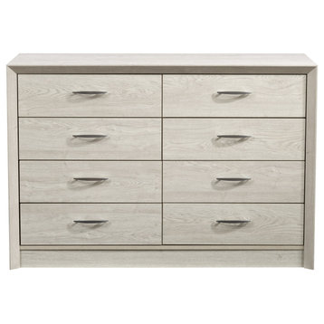 CorLiving Newport 8 Drawer Dresser, White Washed Oak