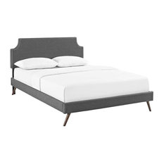 Platform Bed with Round Splayed Leg in Gray (Full: 80.5 in. L x 57.5 in. W x 46
