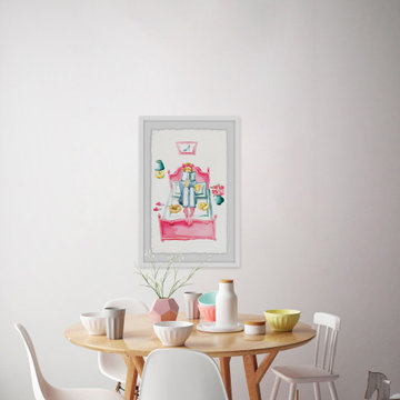 "Pink Bed Reading" Framed Painting Print