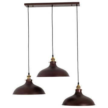 Eadred Industrial 3-Light Oil Rubbed Bronze Island Pendant, 14" Wide