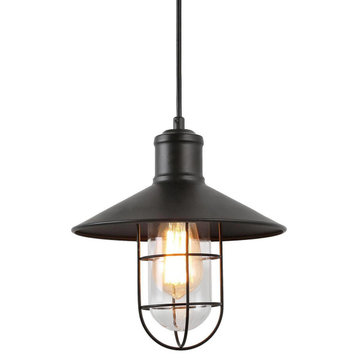 LNC 1-Light Farmhouse Matte Black Lantern Shade Mini Pendant Lighting