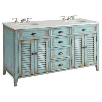 60" Abbeville Rustic Blue Double Sink Vanity