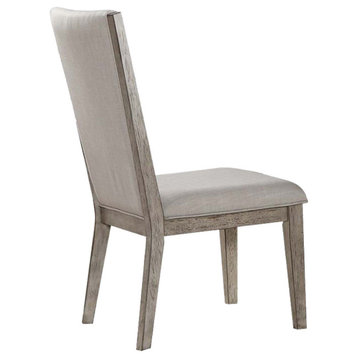 ACME Rocky Side Chair, Set of 2, Fabric & Gray Oak