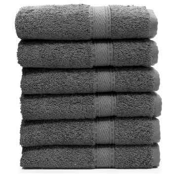 Linum Home Textiles Sinemis Terry Washcloths, Set of 6, Dark Gray