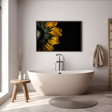 Backside of Sunflower Rustic Farmhouse Style Wall Art Prints