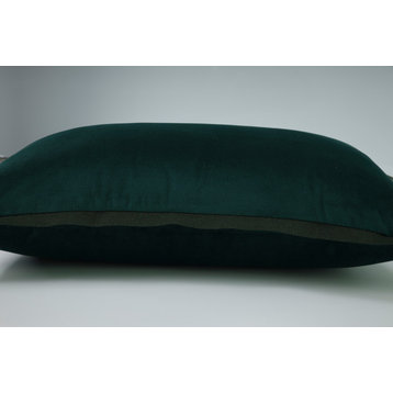 Velvet Flange Evergreen Rectangular Throw Pillow