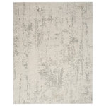 Nourison - Nourison Quarry 5'3" x 7'3" Cream Grey Modern Indoor Rug - Invite movement and depth to your space with this cream and grey abstract rug from the Quarry Collection. Pools of neutral colors tie together the various elements of your room without being overpowering, while the low-profile construction lays flat quickly and does not shed. Made from a softly textured blend of polypropylene and polyester yarns designed to hide dirt and the regular wear of family life. Choose from a variety of shapes and sizes to decorate any space including the living room, hallway, entryway, dining room, and kitchen.