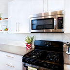 Contemporary White High Gloss Foil Kitchen Cabinets - Contemporary