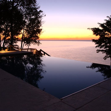 Infinity Edge Fiberglass Pool with Automatic Cover