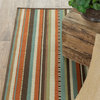 Malibu Indoor and Outdoor Striped Green and Blue Rug, 7'10"x10'10"