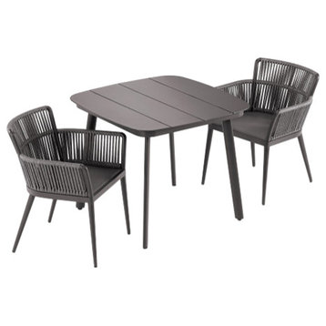 Nette 3-Piece Dining Table Set With and Eiland Table, Carbon and Pewter