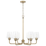 Capital Lighting - Capital Lighting Miller 6 Light Chandelier, Brass/Clear Ribbed - A modern update to the schoolhouse shade, the Miller 6-Light Chandelier feels both classic and contemporary. The ribbed glass detail creates a layer of visual interest and the subtle sheen of the Aged Brass finish emits a unique glow.