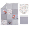 Lil Fox, Gray, Orange, White 3 Piece Nursery Crib Bedding Set