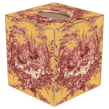 TB16-Red and Yellow Toile Tissue Box Cover