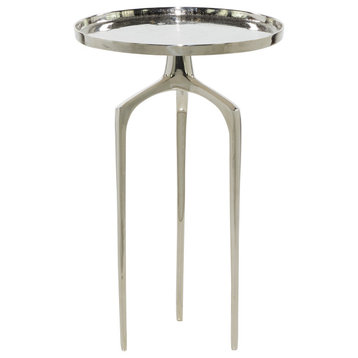 Contemporary Silver Aluminum Metal Accent Table 84044