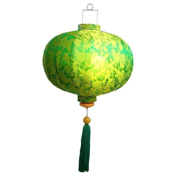 Vietnamese Ball Silk Lantern, Green, 25", 12' Lighting Kit