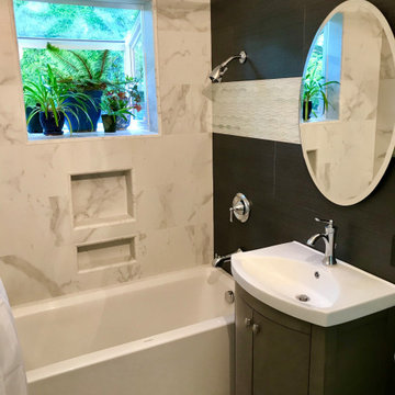 Bold Contemporary Showers, Bathrooms, and Powder Rooms