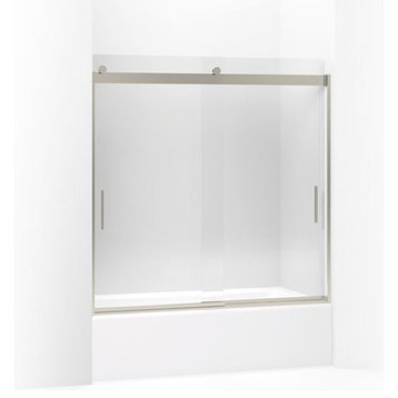 Kohler Levity Sliding Bath Door, w/ 1/4" Thick Crystal Clear Glass, Matte Nickel