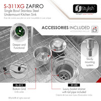 STYLISH 30" Single Bowl 16 Gauge Stainless Steel Kitchen Sink With Grid