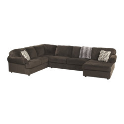 Jessa Place Chocolate 3 Piece Right Facing Sectional - Sectional Sofas