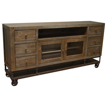 Greenview 76 inch Forged Iron Base TV Stand