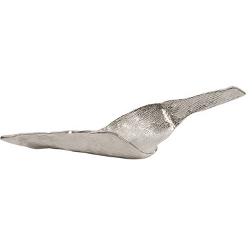 Elongated Aluminum Abstract Leaf Tray, Nickel, Small