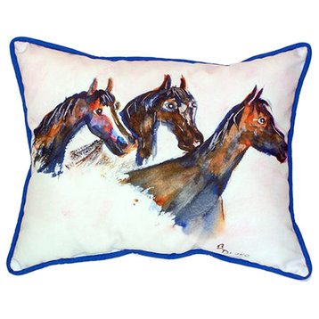 Betsy Drake Three Horses Extra Large 20 X 24 Indoor / Outdoor Pillow