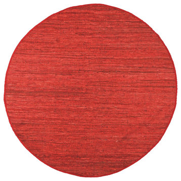 Red Matador Leather Chindi Rug, 6' Round