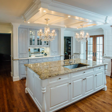 White Kitchen with Blue China Hutch