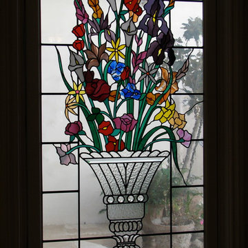 Traditional/ Transitional Leaded Stained Glass doors and windows
