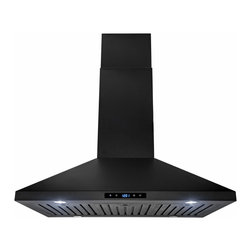 AKDY - AKDY 36" Island Mount Black Painted Stainless Steel Touch Panel Range Hood - Range Hoods And Vents