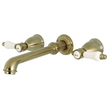 Kingston Brass KS7127BPL 8" Center Wall Mount Bathroom Faucet, Brushed Brass