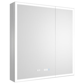 ExBrite LED  Medicine Cabinet Recessed or Surface with Clock, 30" X 32"