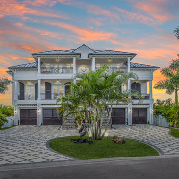 Coastal Home Exterior with Symmetrical Balconies