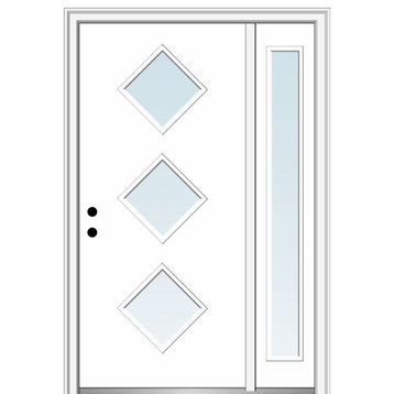 48"x80" 3 Lites Clear Right-Hand Inswing Primed Fiberglass Door, 4-9/16"