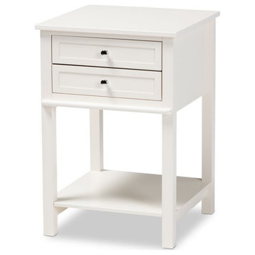 Baxton Studio Willow Modern Transitional White Finished 2-Drawer Wood End Table