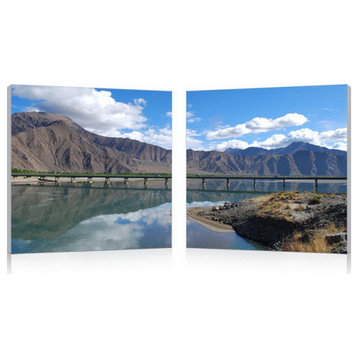Baxton Studio Causeway Through The Mountains Mounted Photography Print Diptych