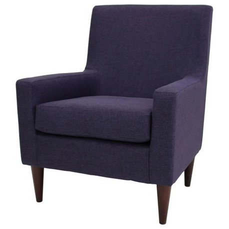Elegant Accent Chair with Padded Seat, High Back, and Track Arms, Eggplant
